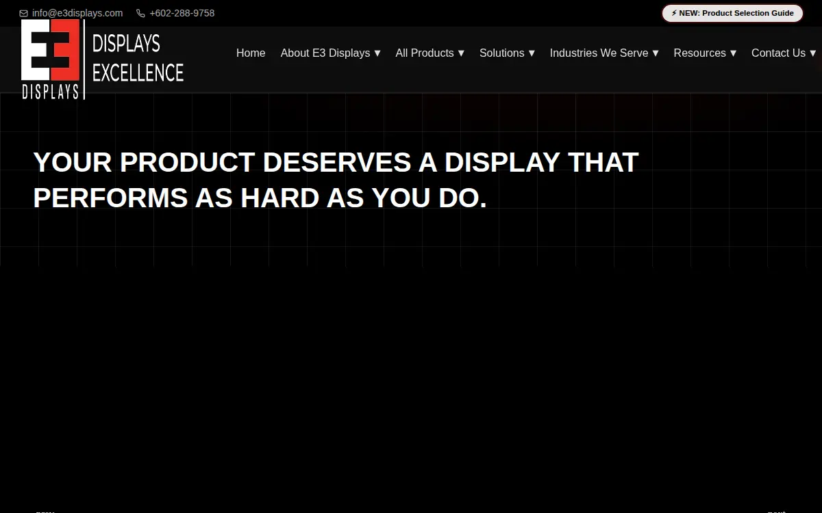 Homepage of E3 Displays, LLC