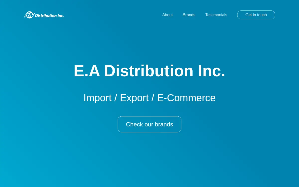 Homepage of E.a. Distribution INC.