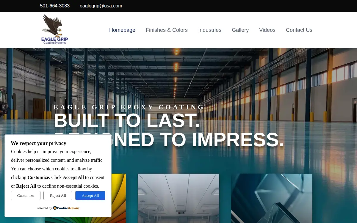 Homepage of Eagle Grip Coating Systems-paint CORP