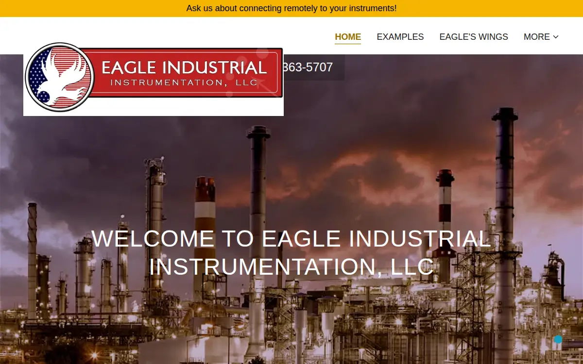 Homepage of Eagle Industrial Instrumentation, LLC