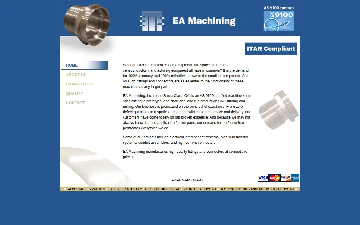 Homepage of Ea Machining INC