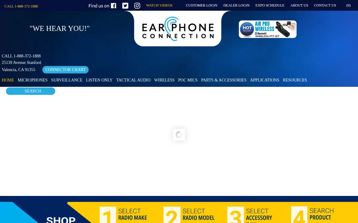 Homepage of The Earphone Connection, INC.