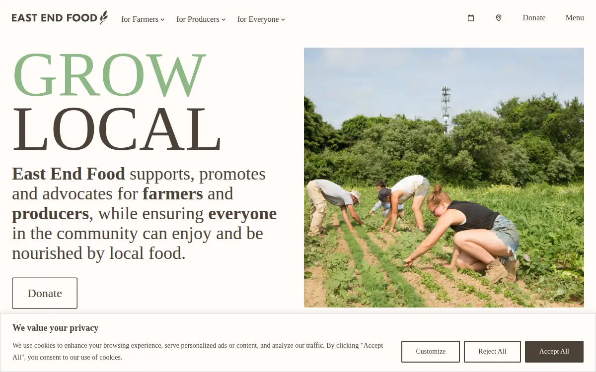 Homepage of East End Food Institute