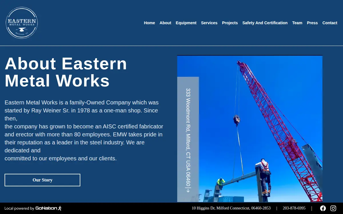 Homepage of Eastern Metal Works, INC.