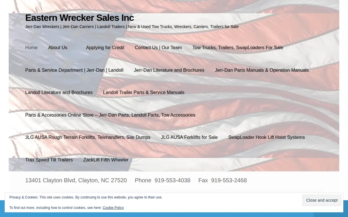 Homepage of Eastern Wrecker Sales, INC.