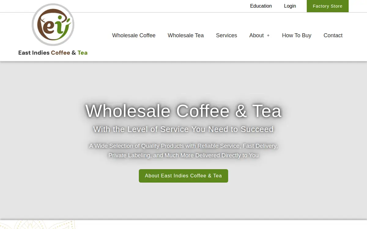 Homepage of Eict Beverage LLC