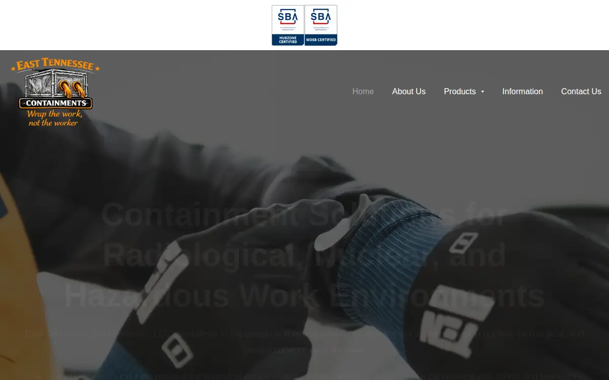 Homepage of East Tennessee Containments, LLC