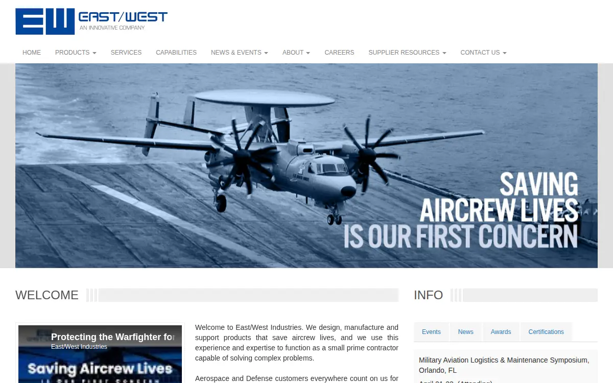 Homepage of East/west Industries, INC.