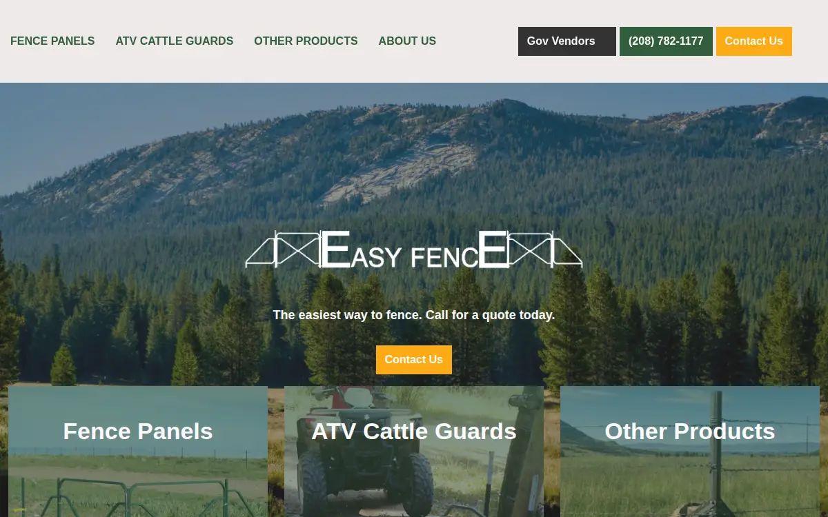 Homepage of Easy Fence, LLC