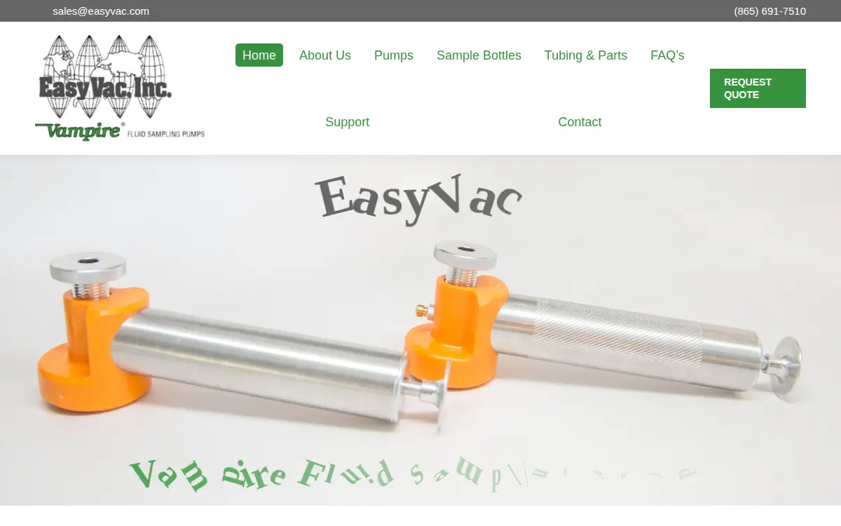 Homepage of Easy Vac, INC.