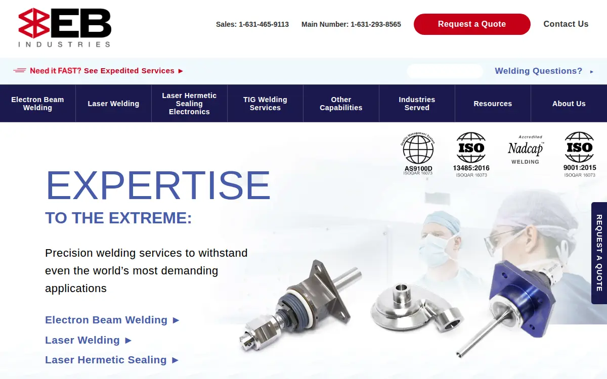 Homepage of E B Industries, LLC