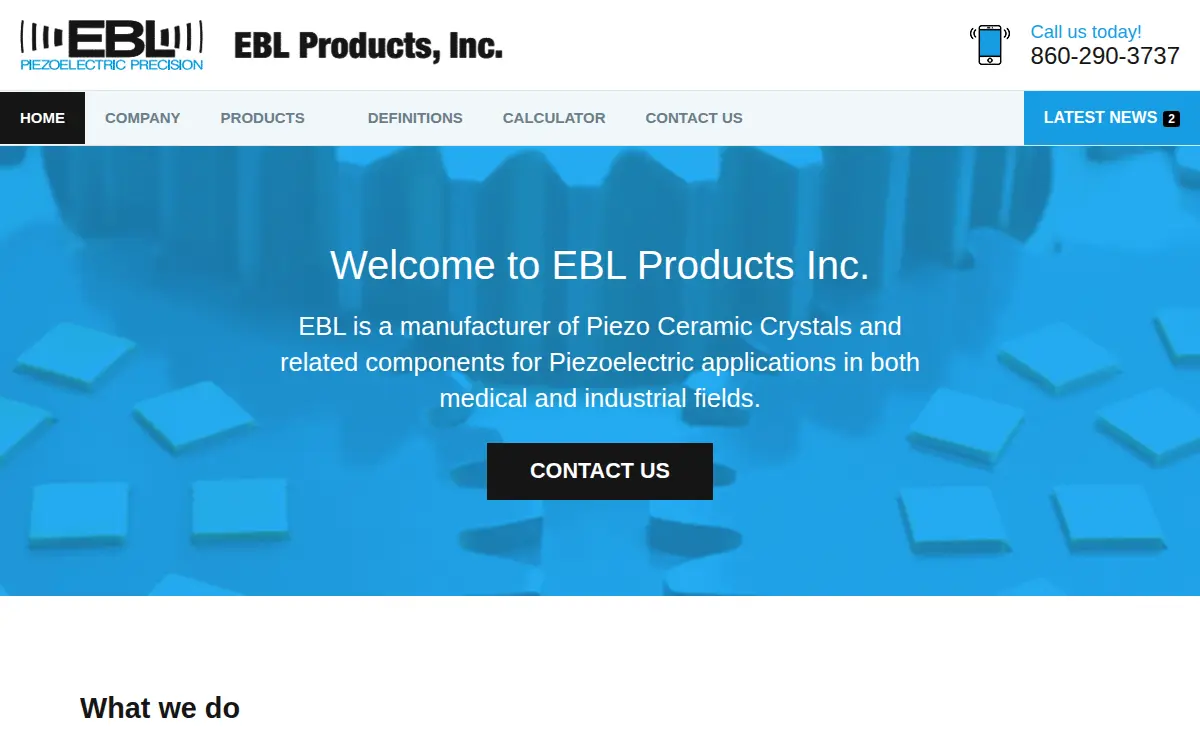 Homepage of Ebl Products, INC.