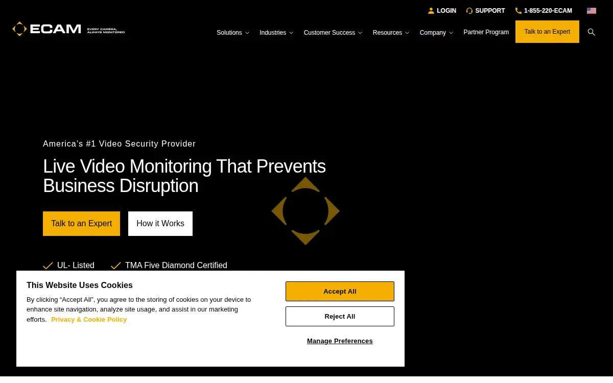 Homepage of Ecamsecure