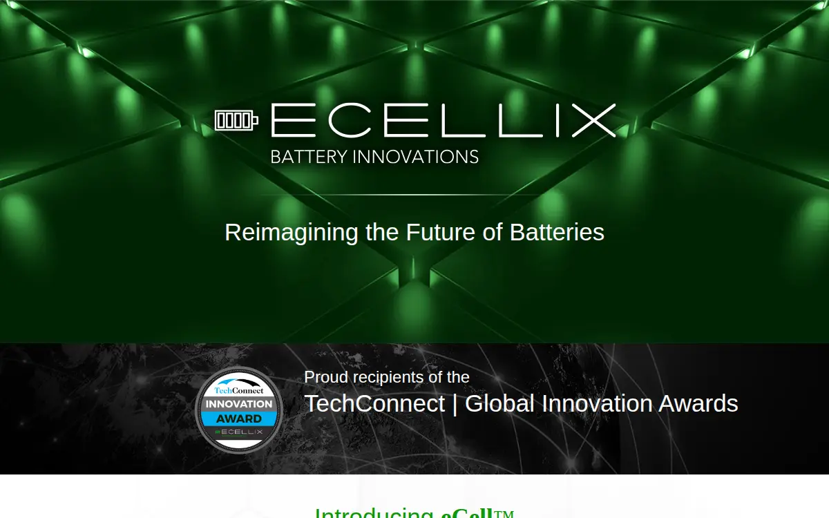 Homepage of Ecellix INC.
