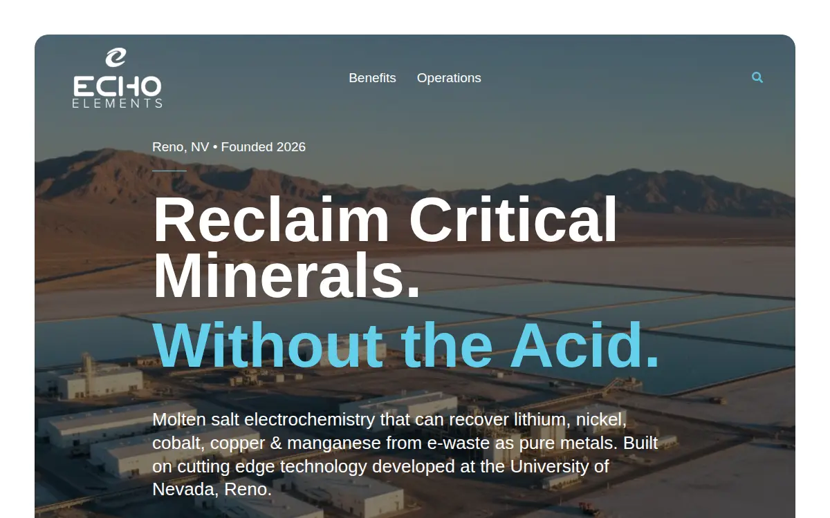 Homepage of Echo Elements, INC.