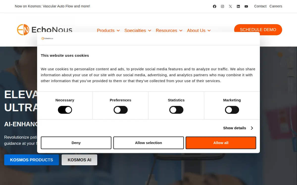 Homepage of Echonous, INC.