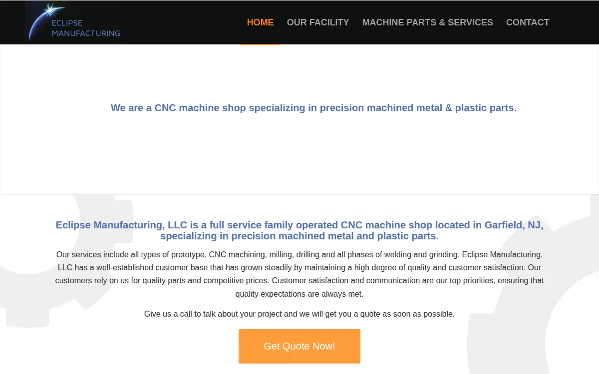 Homepage of Eclipse Manufacturing LLC