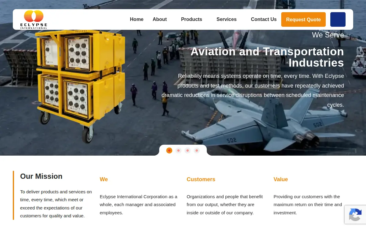 Homepage of Eclypse International Corporation