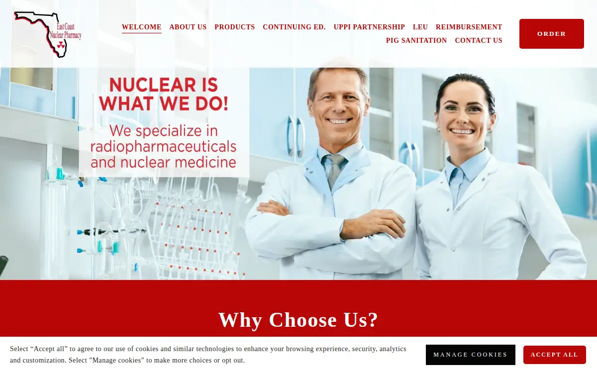 Homepage of East Coast Nuclear Pharmacy, LLC
