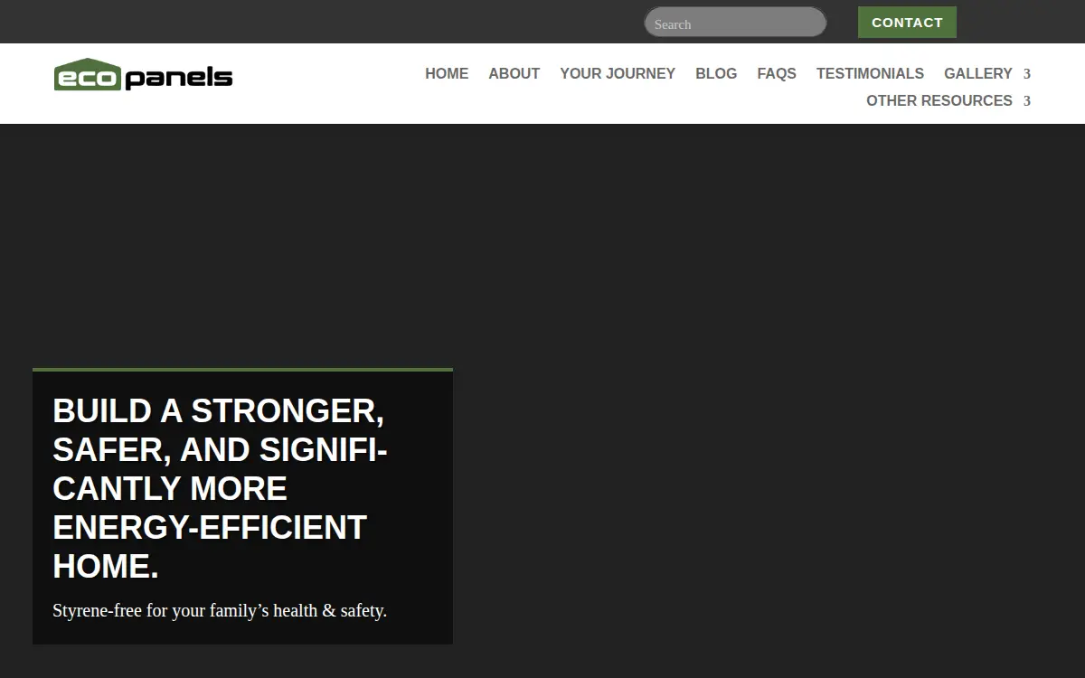 Homepage of Eco-panels, LLC