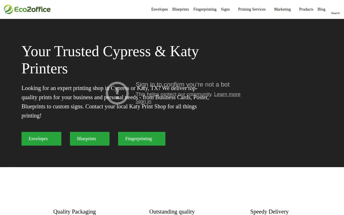 Homepage of Eco2 Office, LLC