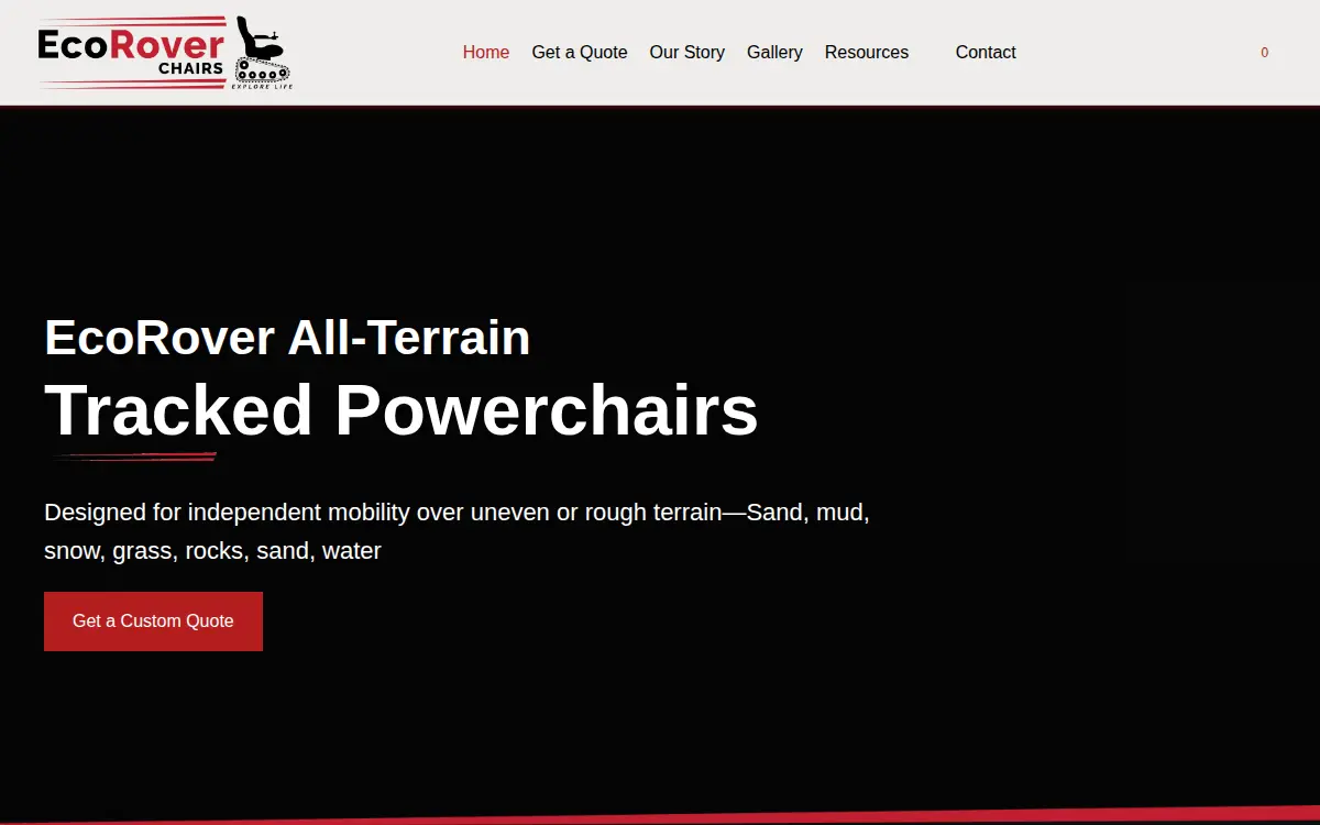 Homepage of Ecorover Chairs, LLC