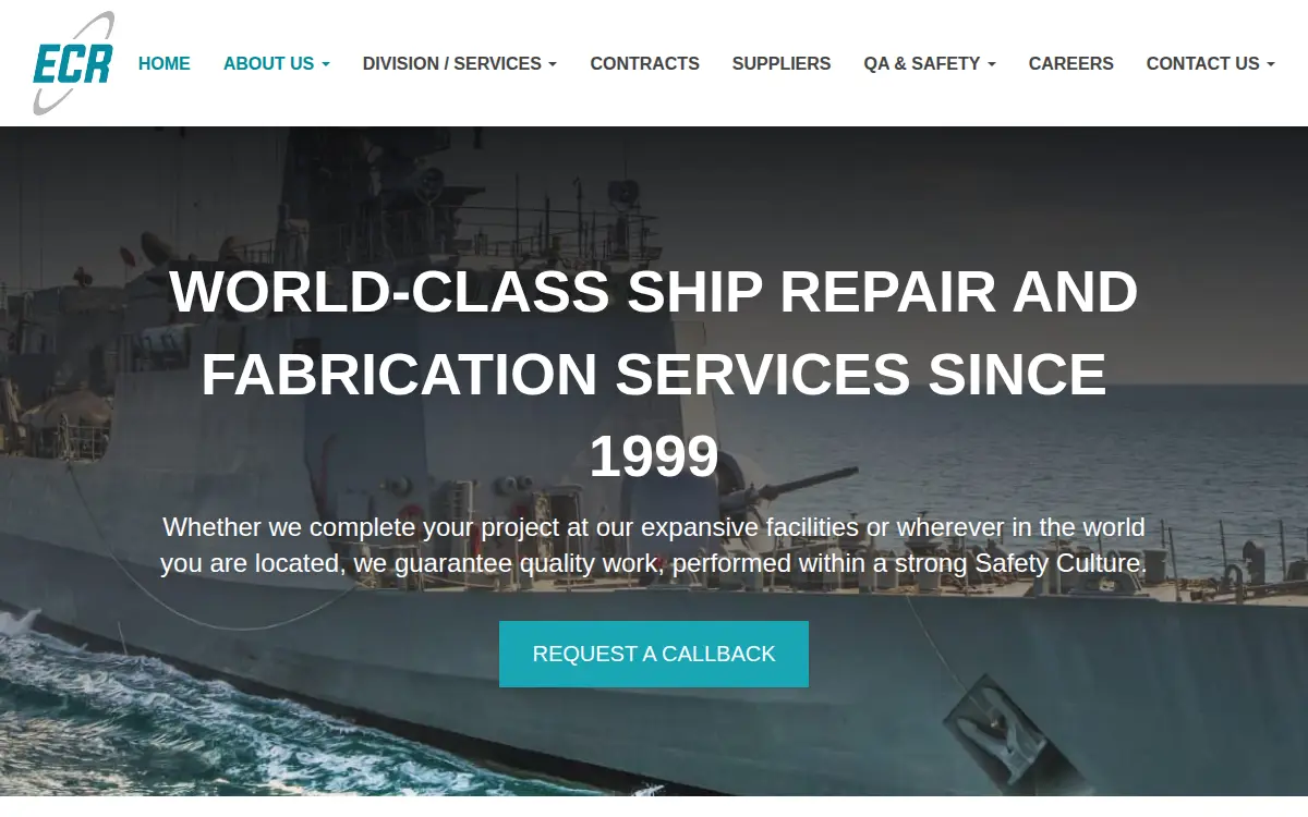 Homepage of East Coast Repair & Fabrication, LLC