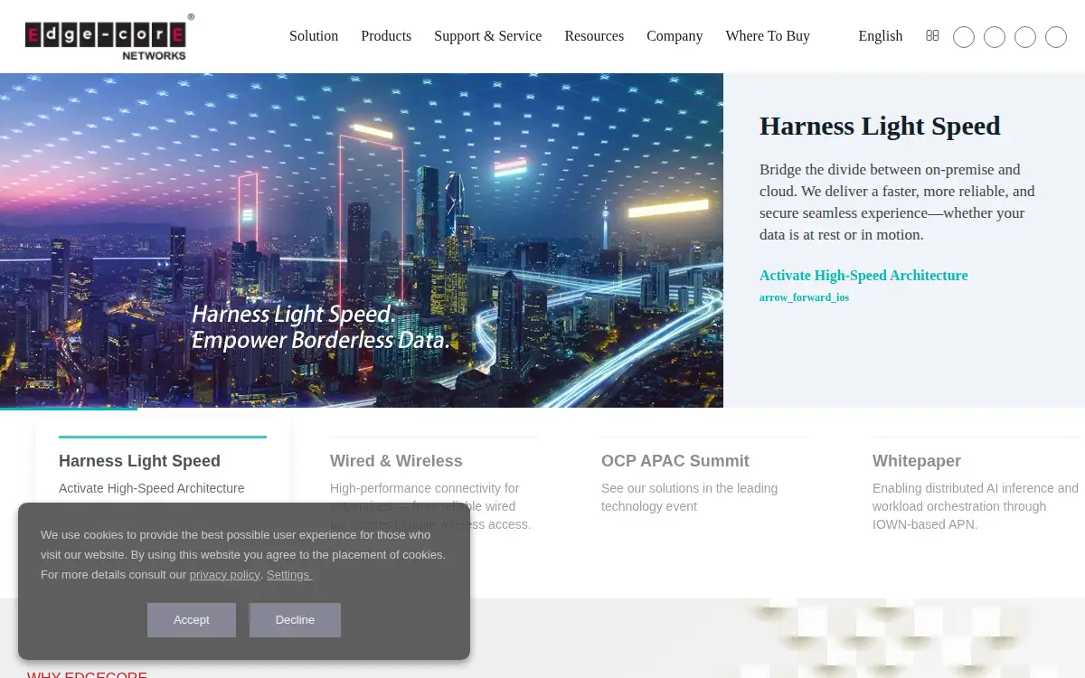Homepage of Edgecore Americas Networking CORP