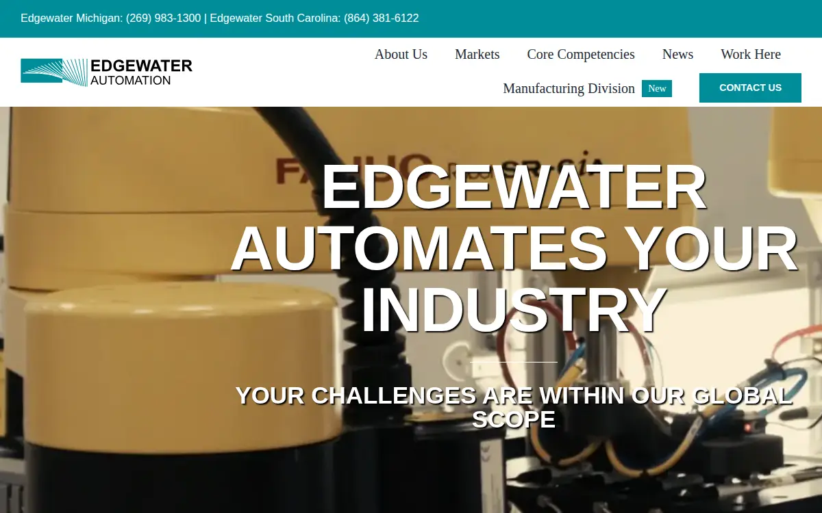 Homepage of Edgewater Automation, LLC