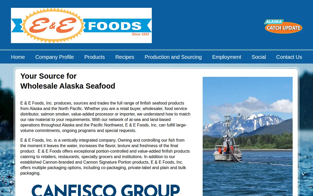 Homepage of E & E Foods INC