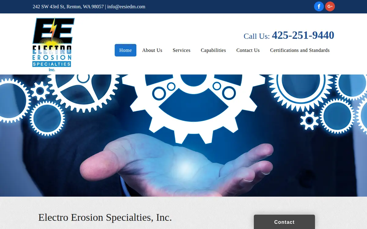 Homepage of Electro Erosion Specialties, INC