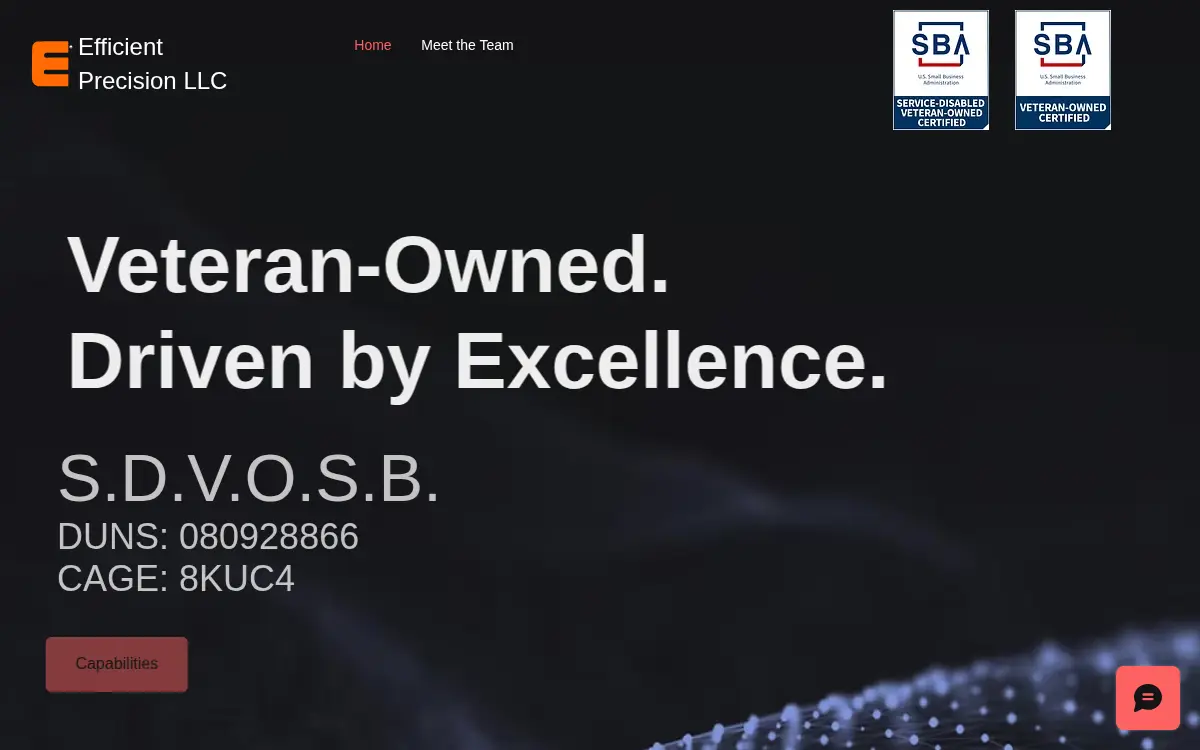 Homepage of Efficient Precision, LLC