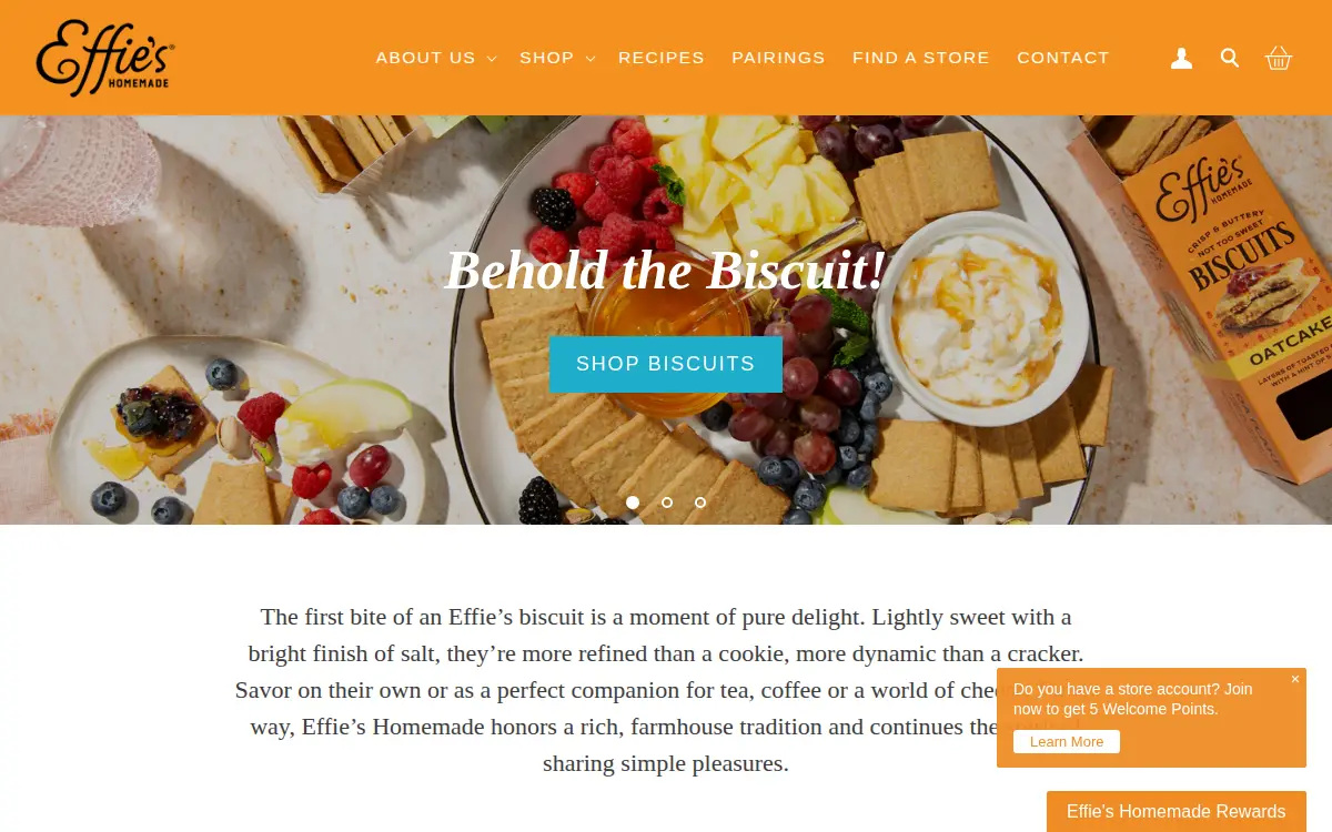 Homepage of Effie's Homemade, LLC