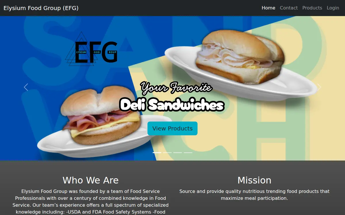 Homepage of Elysium Food Group LLC