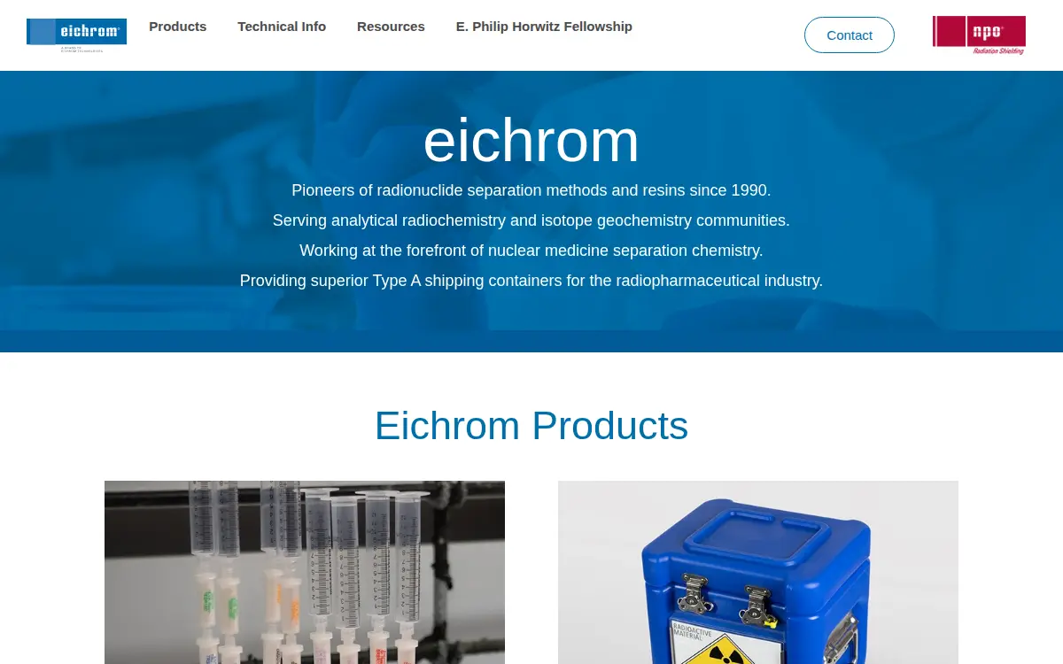Homepage of Eichrom Technologies LLC