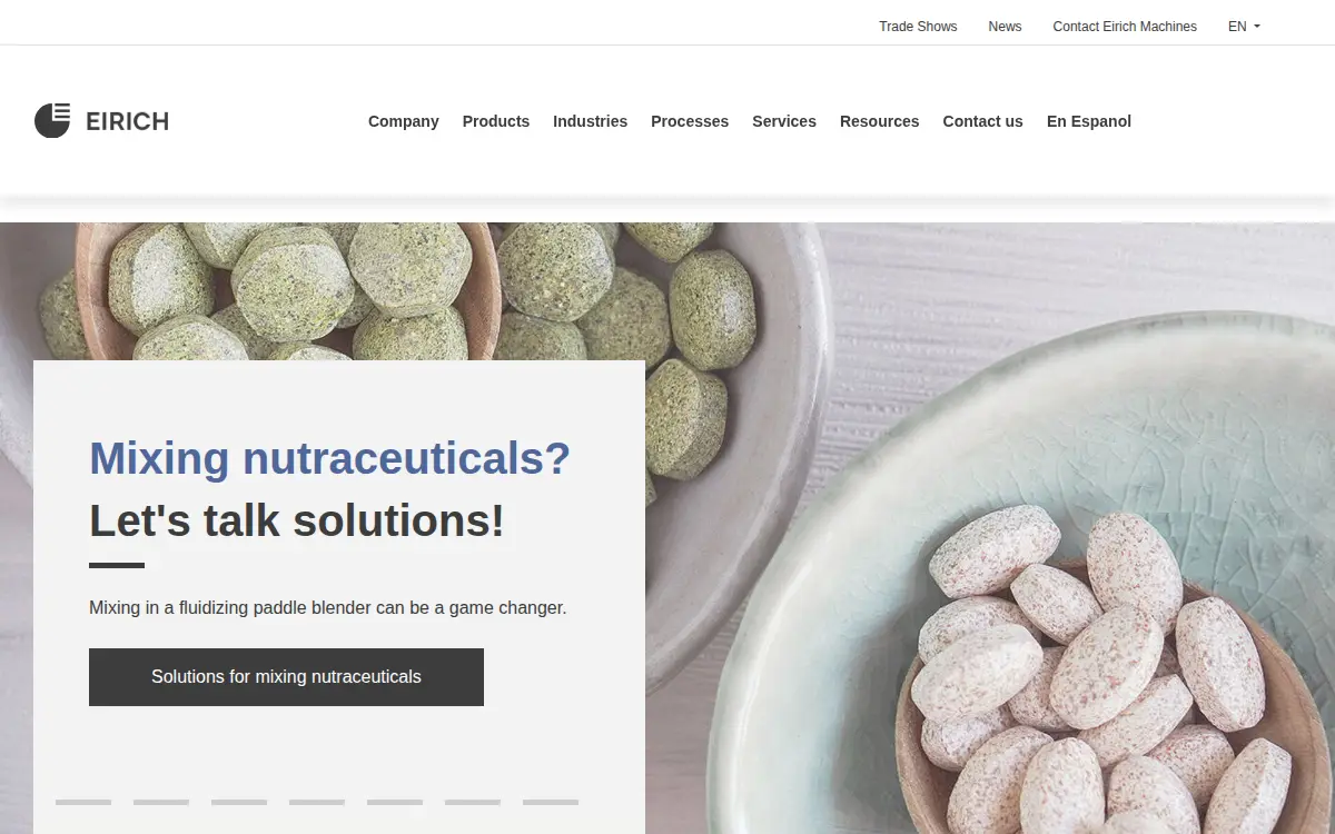 Homepage of Eirich Machines, INC.