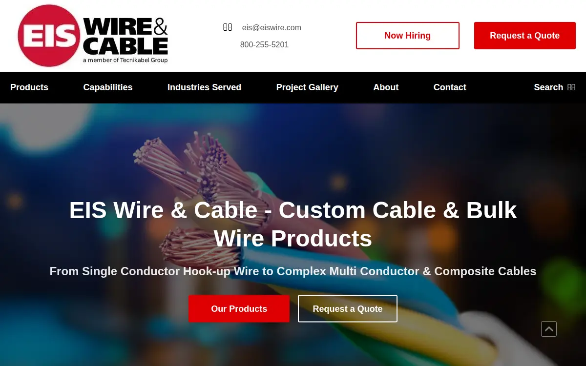 Homepage of Eis Wire & Cable, INC.