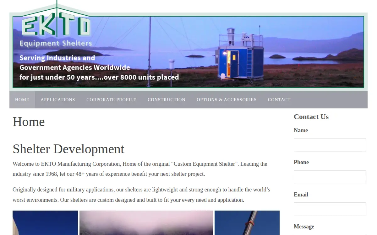 Homepage of Ekto Manufacturing CORP