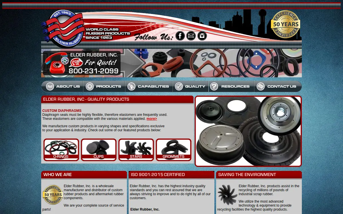 Homepage of Elder Rubber Incorporated