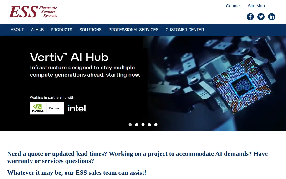 Homepage of Electronic Support Systems, INC.