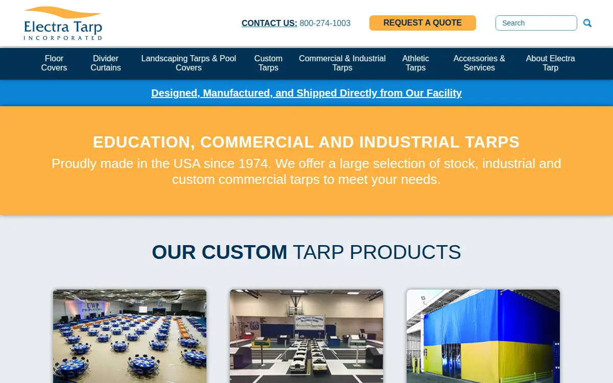 Homepage of Electra Tarp INC