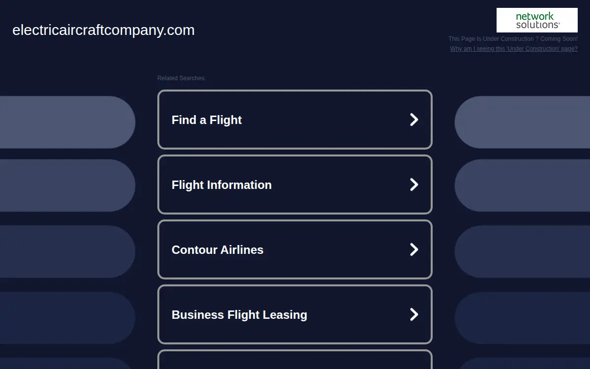 Homepage of Electric Aircraft Company