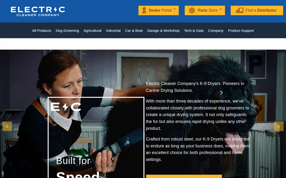 Homepage of Electric Cleaner Company, INC.