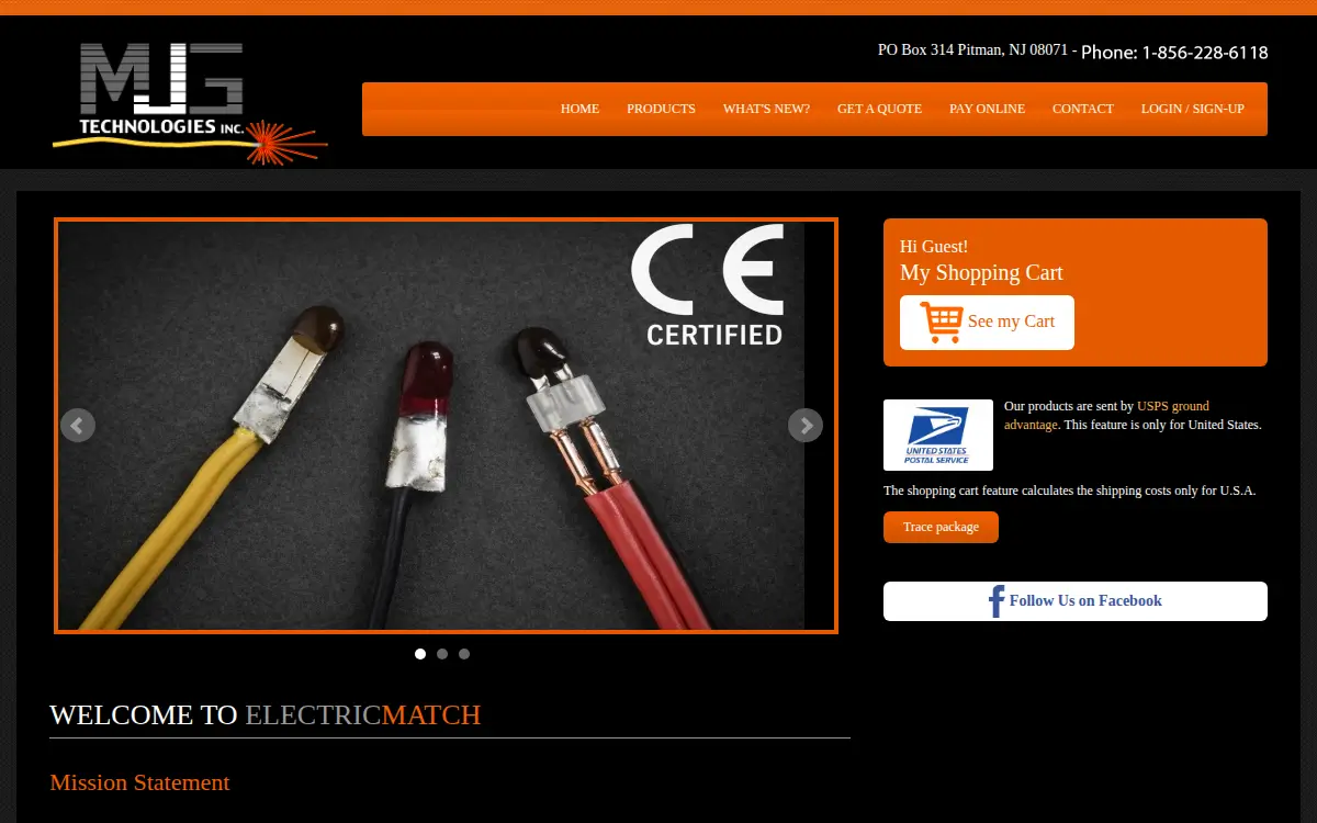 Homepage of Mjg Technologies INC