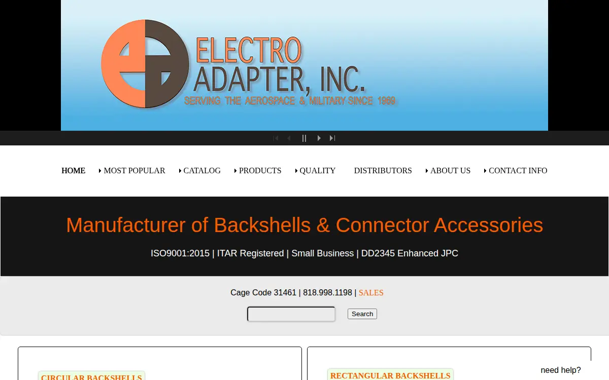 Homepage of Electro Adapter INC