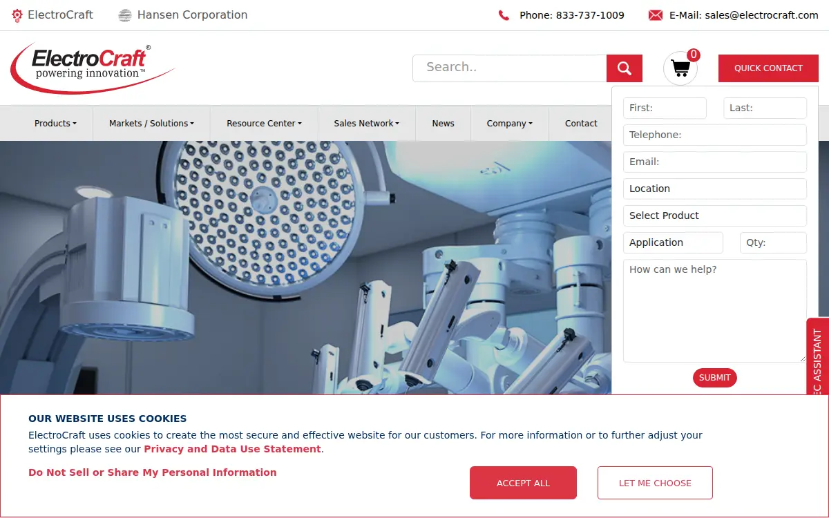 Homepage of Electrocraft Ohio, INC.