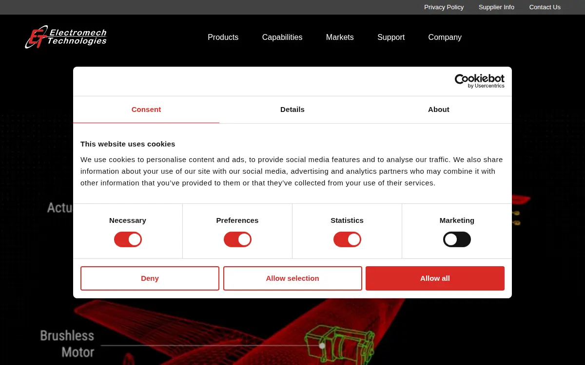 Homepage of Electromech Technologies LLC