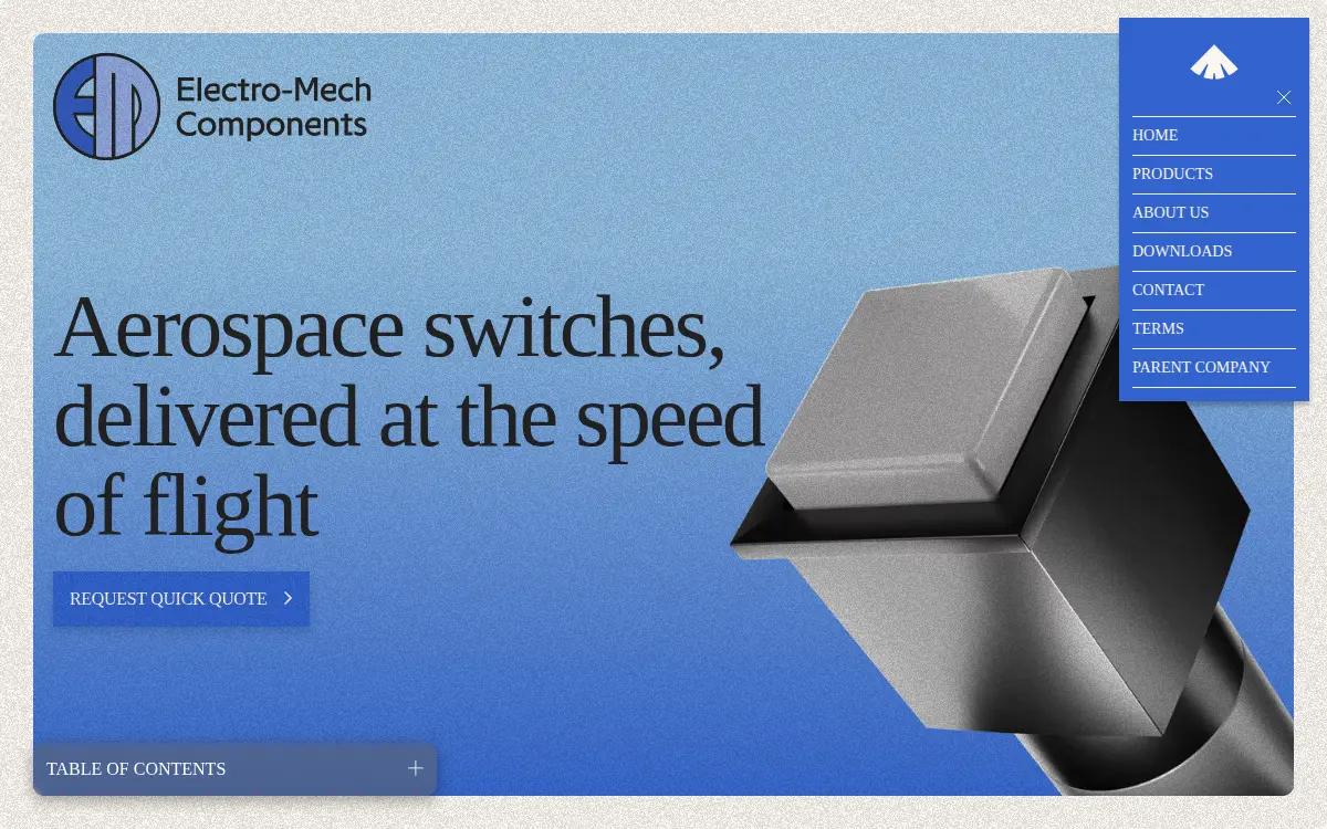 Homepage of Electro-mech Components, INC.
