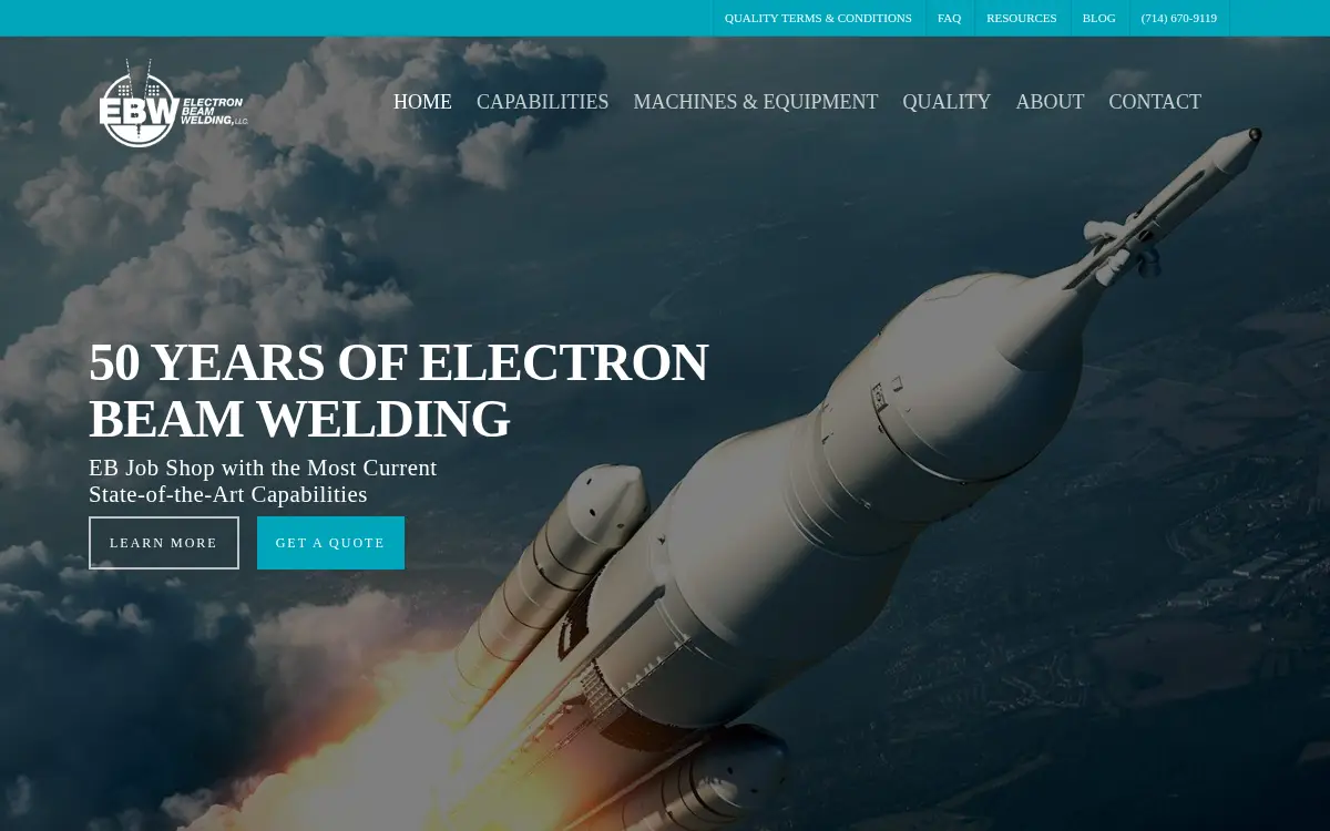 Homepage of Electron Beam Welding, LLC