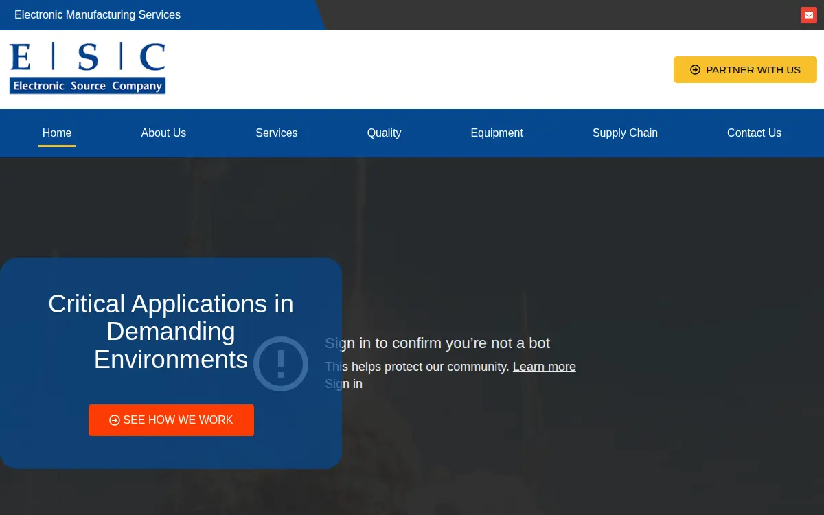 Homepage of Electronic Source Company, LLC